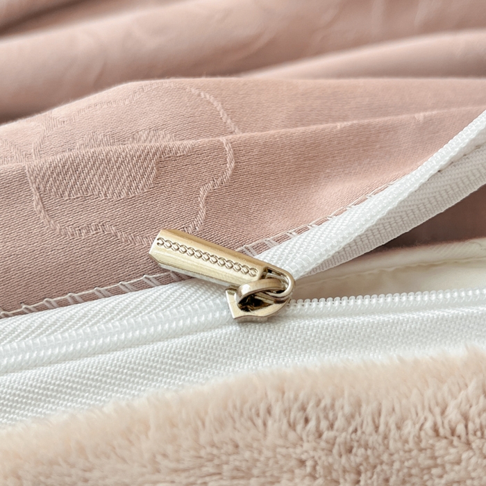 91家纺网 家纺一手货源 找家纺 禾时 2025新款全棉加厚立体提花加绒四件套 兰亭-藕粉色（加绒款）