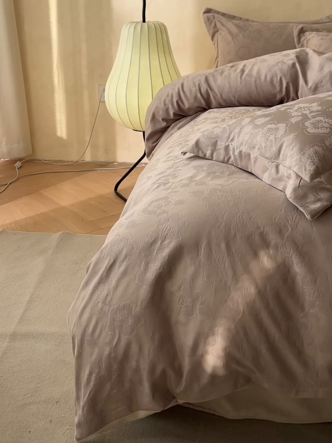 91家纺网 家纺一手货源 找家纺 禾时 2025新款全棉加厚立体提花加绒四件套 兰亭-绅士灰（加绒款）