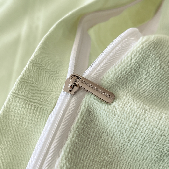 91家纺网 家纺一手货源 找家纺 禾时 2025新款全棉加厚立体提花加绒四件套 花屿-清新绿（加绒款）