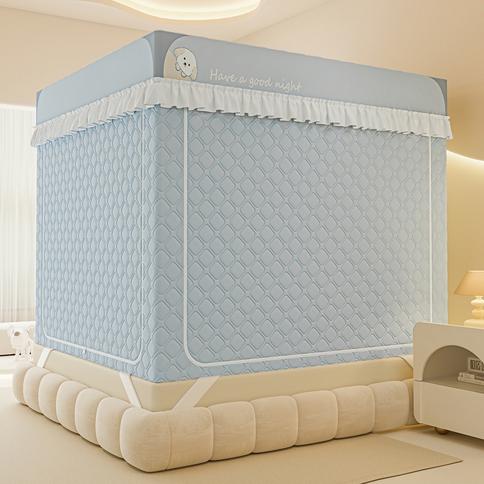 91家纺网 家纺一手货源 找家纺 梦之宝蚊帐 2025新款卡通花边夹棉防风一体式系列蚊帐 狗狗