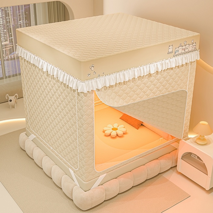 91家纺网 家纺一手货源 找家纺 梦之宝蚊帐 2025新款卡通花边夹棉防风一体式系列蚊帐 熊熊