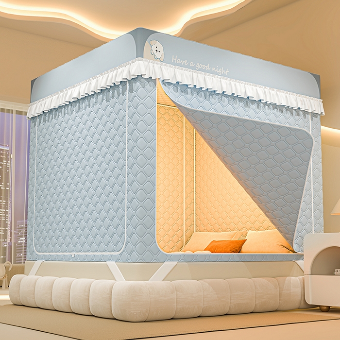 91家纺网 家纺一手货源 找家纺 梦之宝蚊帐 2025新款卡通花边夹棉防风一体式系列蚊帐 狗狗