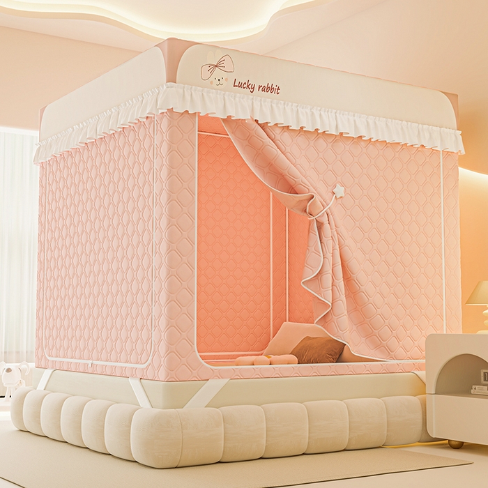 91家纺网 家纺一手货源 找家纺 （总）梦之宝蚊帐 2025新款卡通花边夹棉防风一体式系列蚊帐