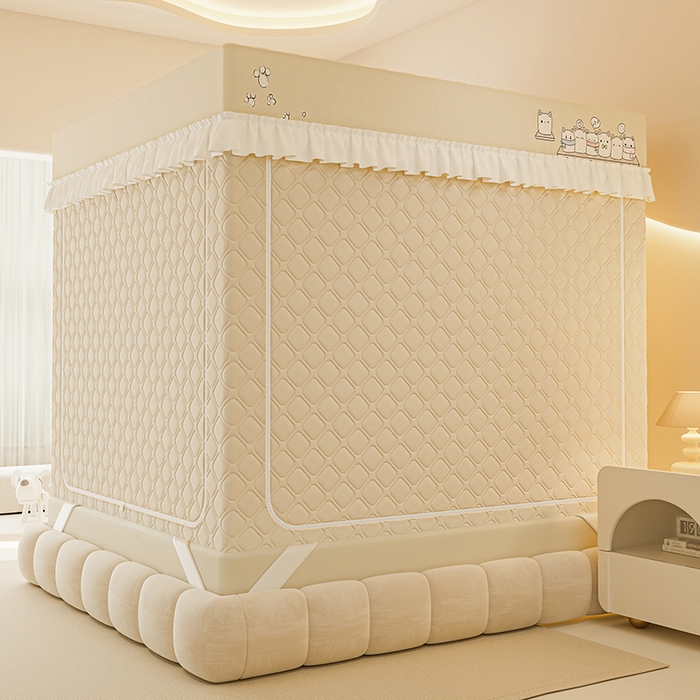 91家纺网 家纺一手货源 找家纺 梦之宝蚊帐 2025新款卡通花边夹棉防风一体式系列蚊帐 熊熊