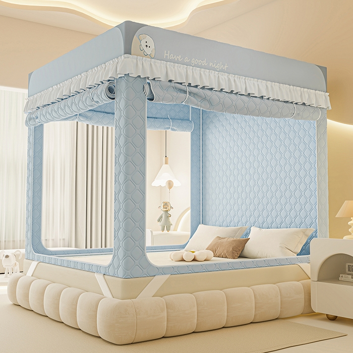 91家纺网 家纺一手货源 找家纺 梦之宝蚊帐 2025新款卡通花边夹棉防风一体式系列蚊帐 狗狗