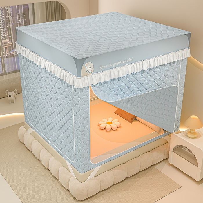 91家纺网 家纺一手货源 找家纺 梦之宝蚊帐 2025新款卡通花边夹棉防风一体式系列蚊帐 狗狗