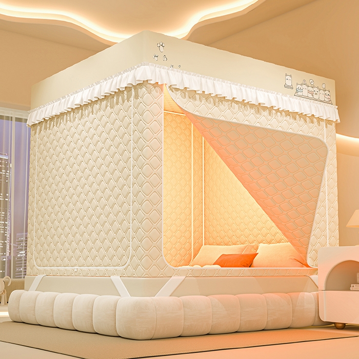 91家纺网 家纺一手货源 找家纺 梦之宝蚊帐 2025新款卡通花边夹棉防风一体式系列蚊帐 熊熊