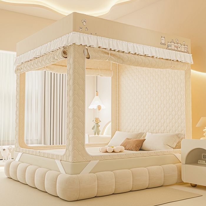 91家纺网 家纺一手货源 找家纺 梦之宝蚊帐 2025新款卡通花边夹棉防风一体式系列蚊帐 熊熊