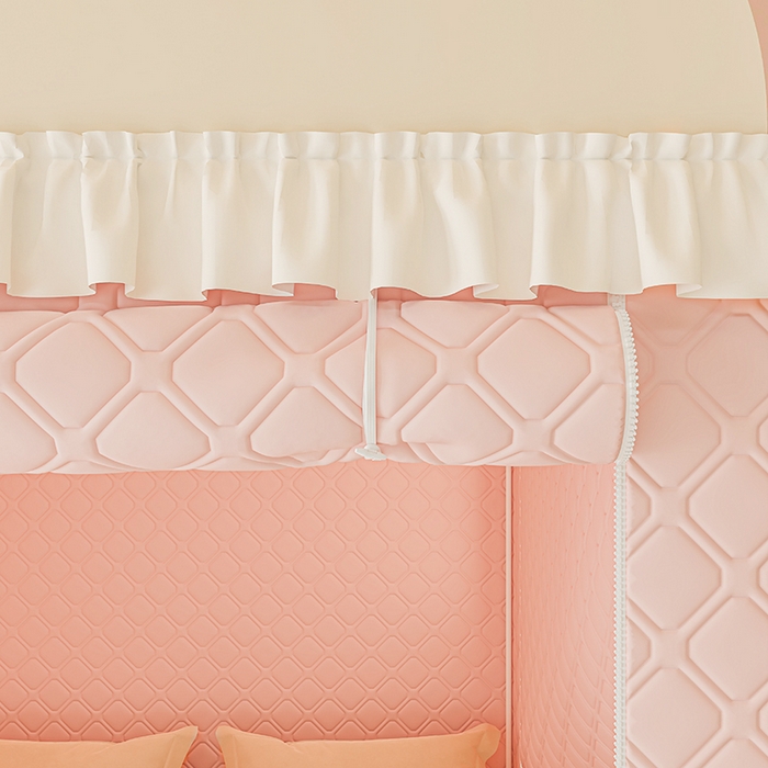 91家纺网 家纺一手货源 找家纺 梦之宝蚊帐 2025新款卡通花边夹棉防风一体式系列蚊帐 兔兔