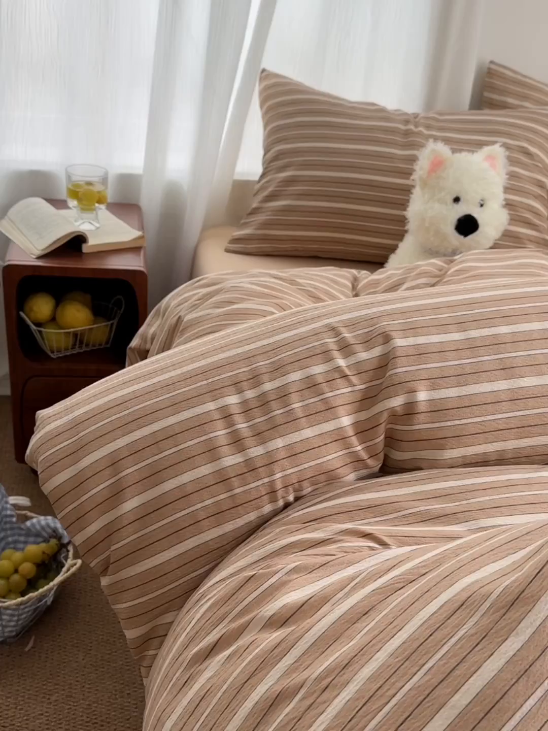 91家纺网 家纺一手货源 找家纺 （总）思诺羽床笠 2026新款亲肤云朵双层纱无印风水洗棉三件套四件套