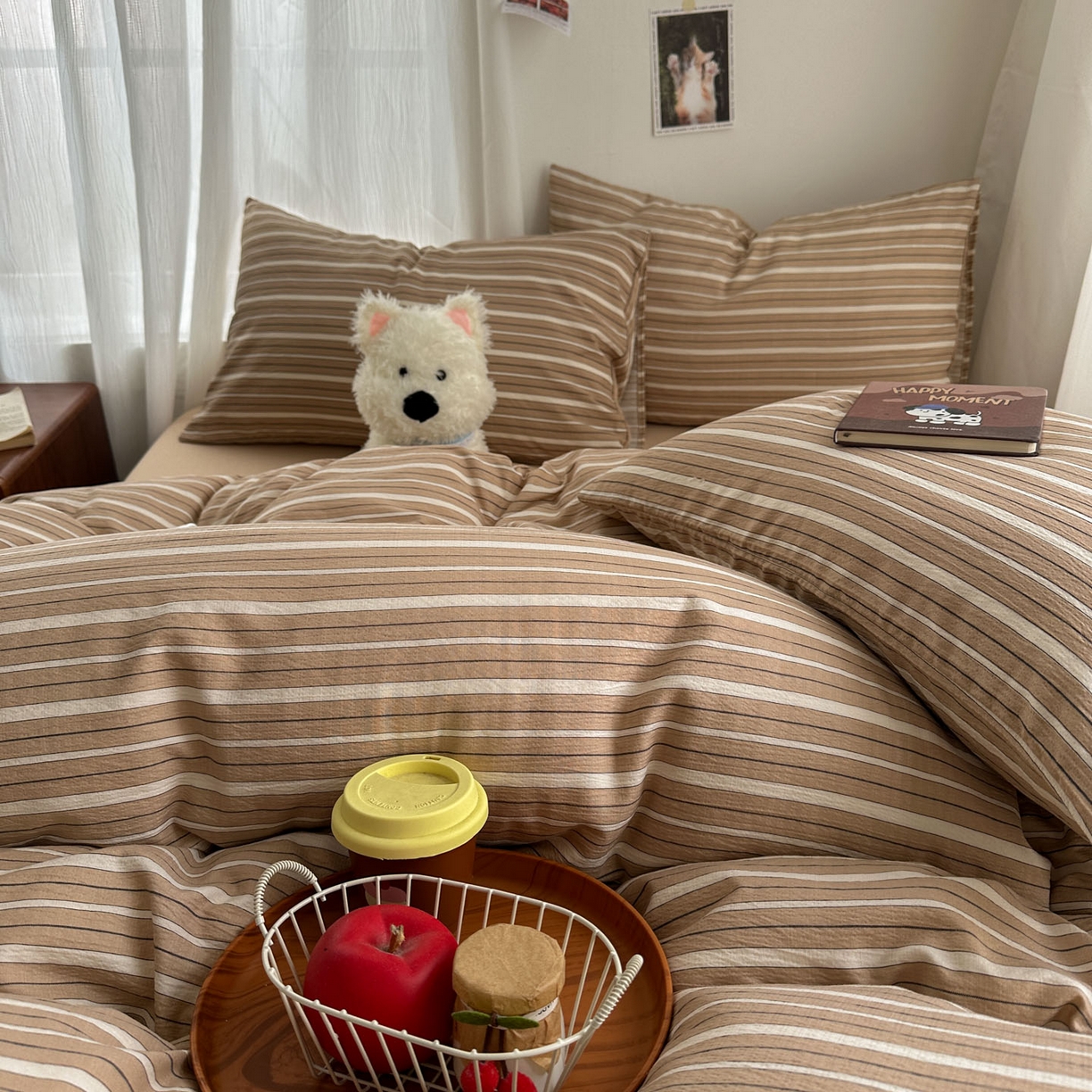 91家纺网 家纺一手货源 找家纺 （总）思诺羽床笠 2026新款亲肤云朵双层纱无印风水洗棉三件套四件套