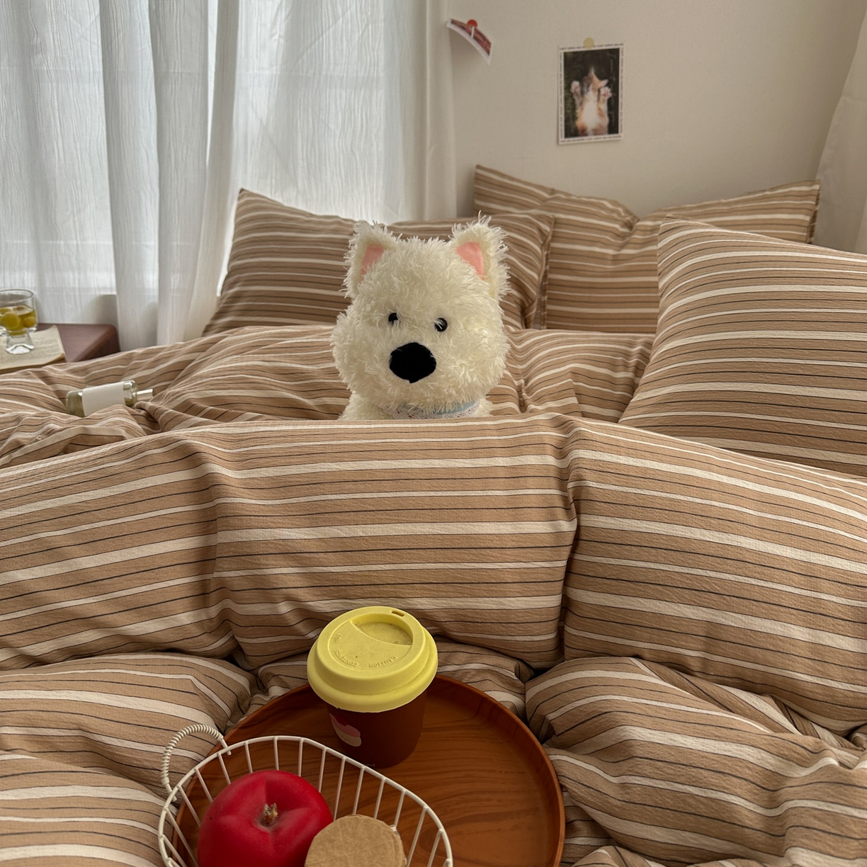 91家纺网 家纺一手货源 找家纺 （总）思诺羽床笠 2026新款亲肤云朵双层纱无印风水洗棉三件套四件套