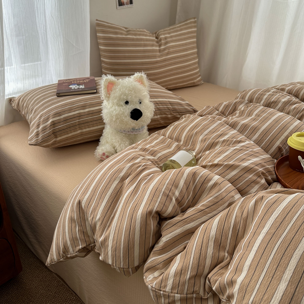 91家纺网 家纺一手货源 找家纺 （总）思诺羽床笠 2026新款亲肤云朵双层纱无印风水洗棉三件套四件套