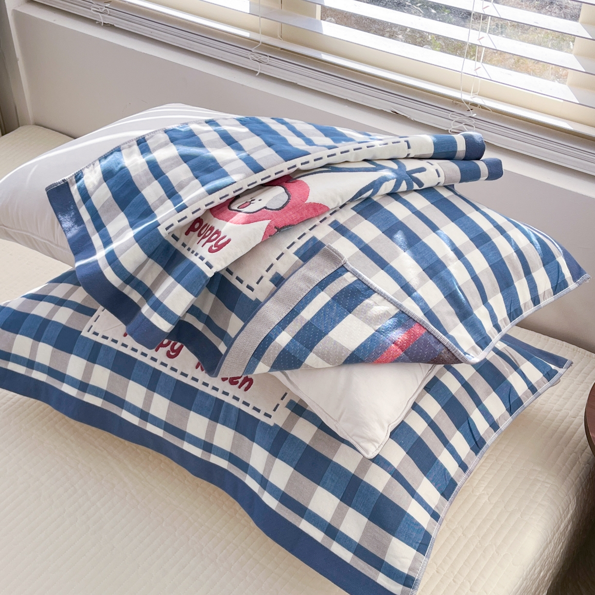 91家纺网 家纺一手货源 找家纺 （总）美宜家 2026新款全棉细纱加厚萌系治愈风枕巾