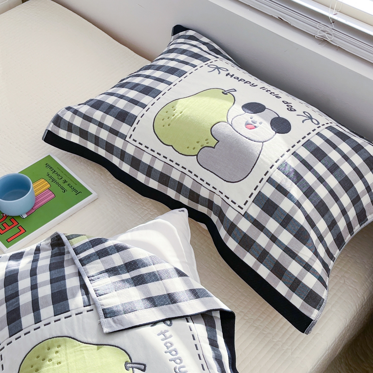 91家纺网 家纺一手货源 找家纺 美宜家 2026新款全棉细纱加厚萌系治愈风枕巾 童趣一只