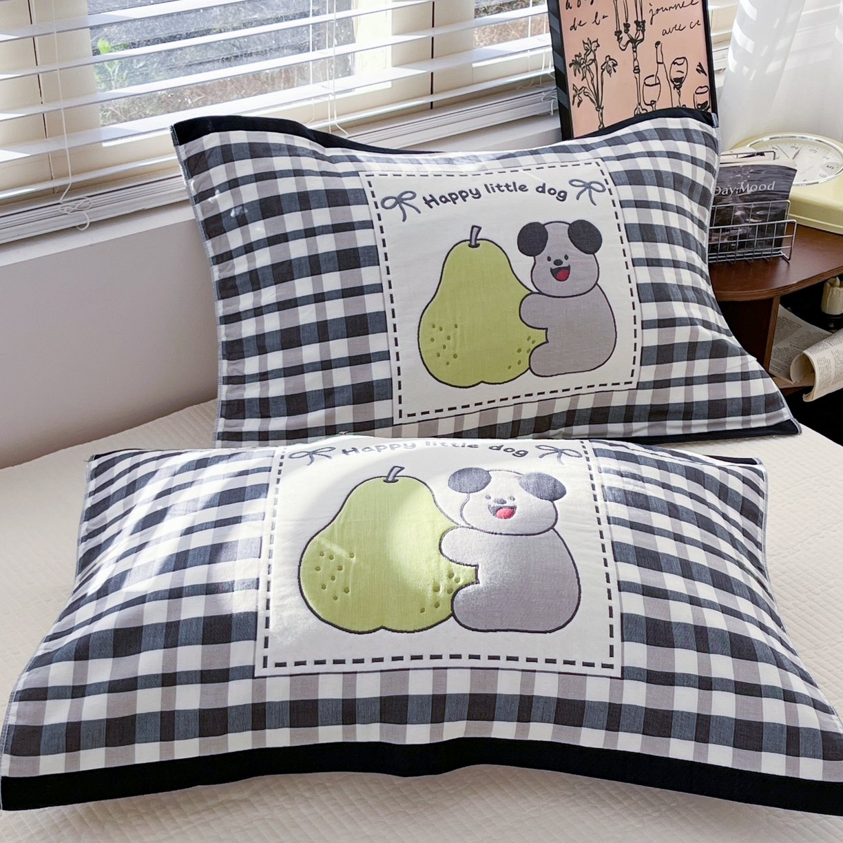 美宜家 2026新款全棉细纱加厚萌系治愈风枕巾 童趣一只