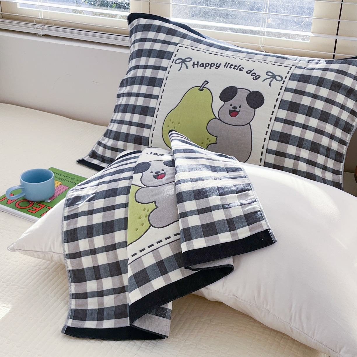 91家纺网 家纺一手货源 找家纺 美宜家 2026新款全棉细纱加厚萌系治愈风枕巾 童趣一只