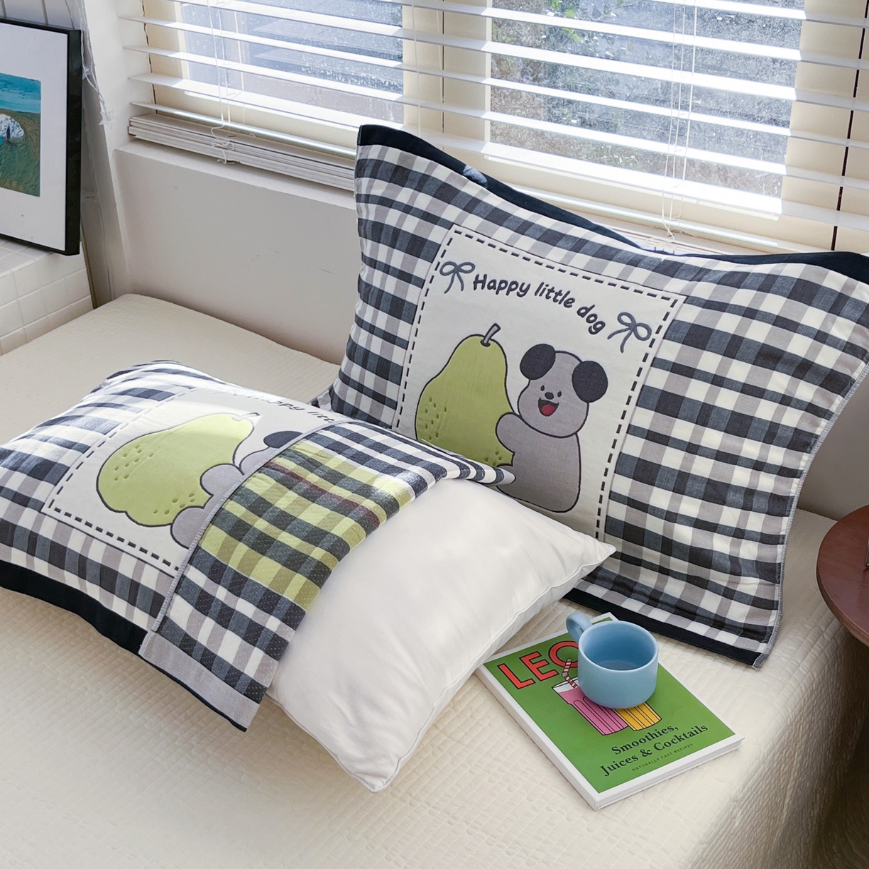 91家纺网 家纺一手货源 找家纺 美宜家 2026新款全棉细纱加厚萌系治愈风枕巾 童趣一对