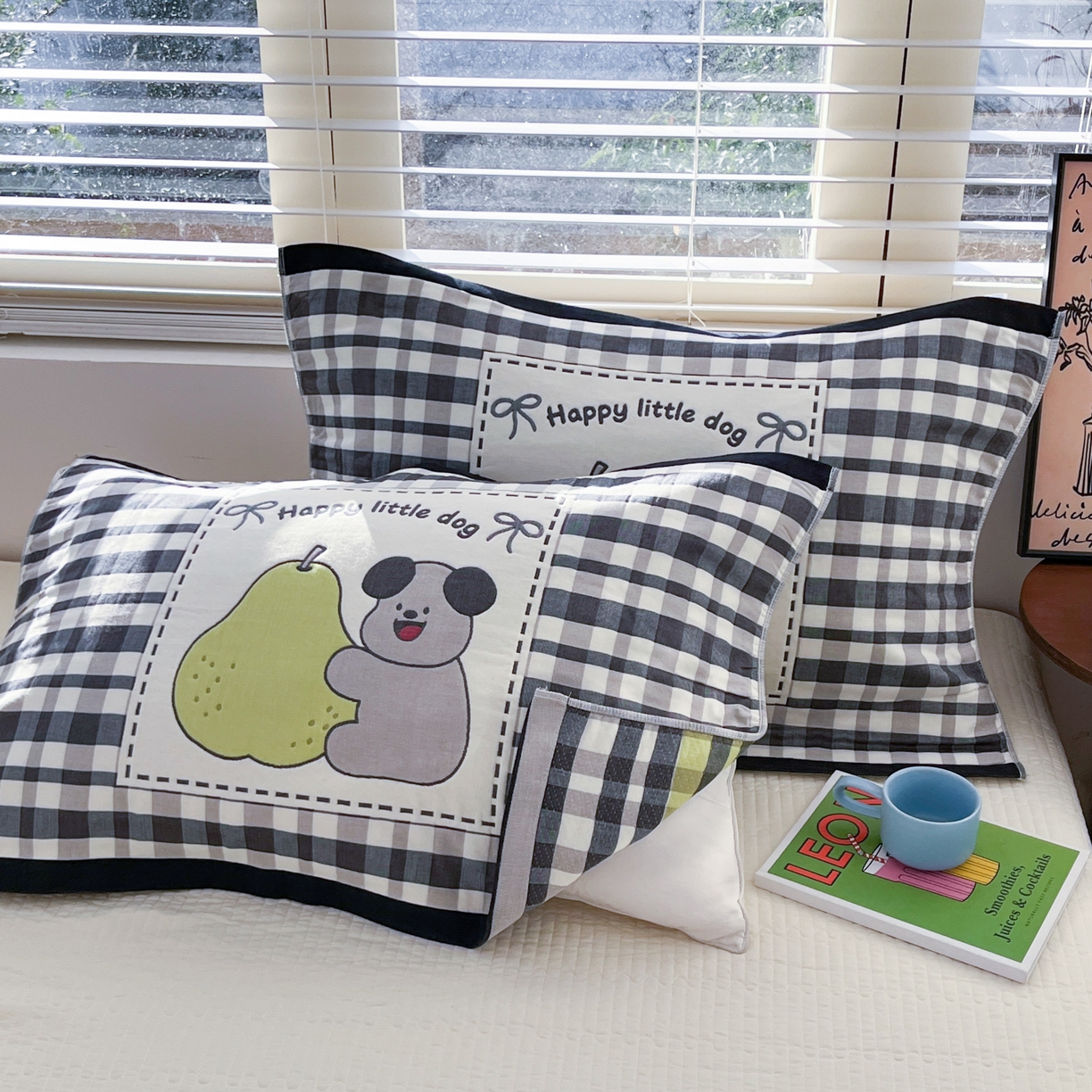 91家纺网 家纺一手货源 找家纺 美宜家 2026新款全棉细纱加厚萌系治愈风枕巾 童趣一对