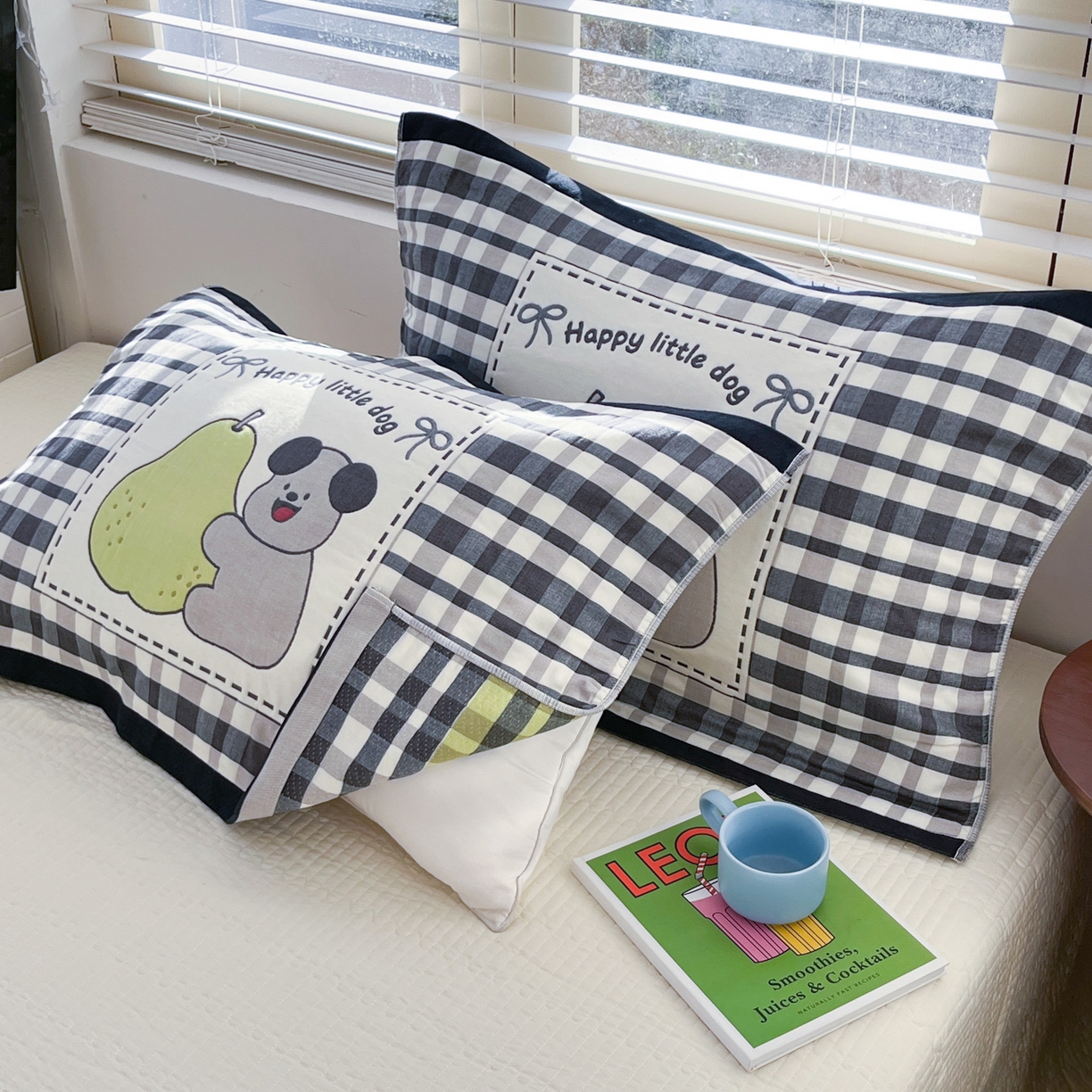 91家纺网 家纺一手货源 找家纺 美宜家 2026新款全棉细纱加厚萌系治愈风枕巾 童趣一对