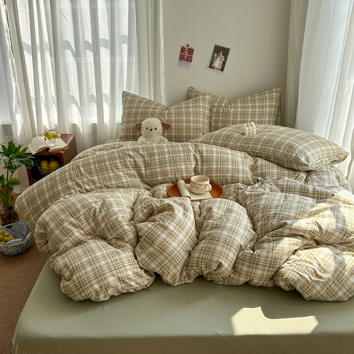 91家纺网 家纺一手货源 找家纺 （总）思诺羽床笠 2026新款亲肤云朵双层纱无印风水洗棉三件套四件套