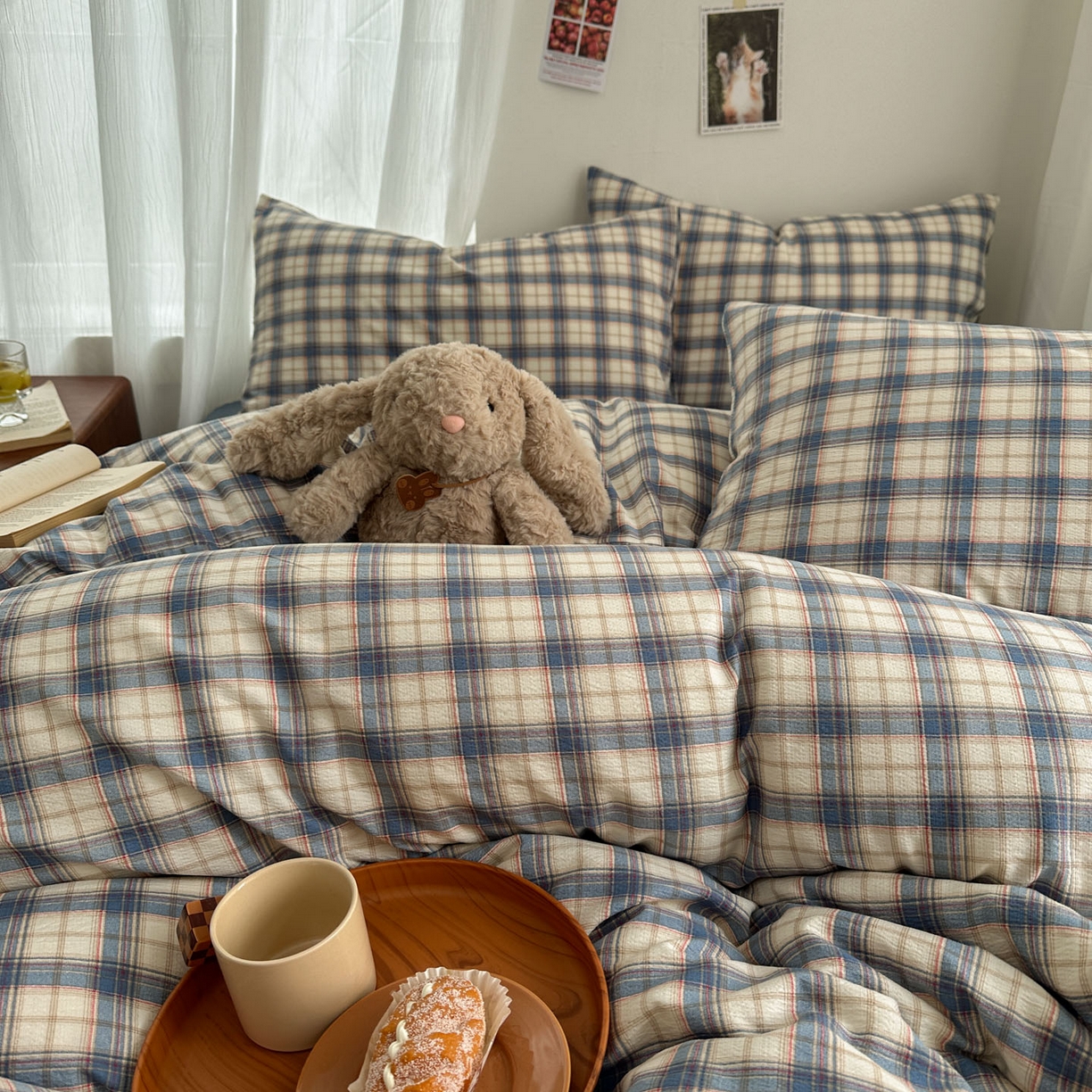 91家纺网 家纺一手货源 找家纺 思诺羽床笠 2026新款亲肤云朵双层纱无印风水洗棉三件套四件套 米兰格