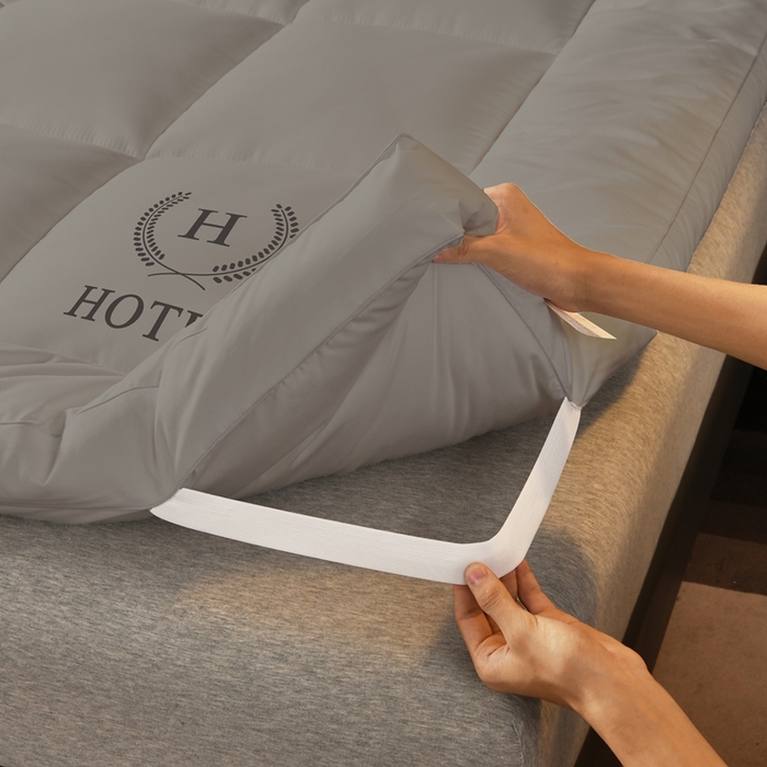 91家纺网 家纺一手货源 找家纺 啊雅家居 2026新款立体斜纹酒店软床垫 灰色