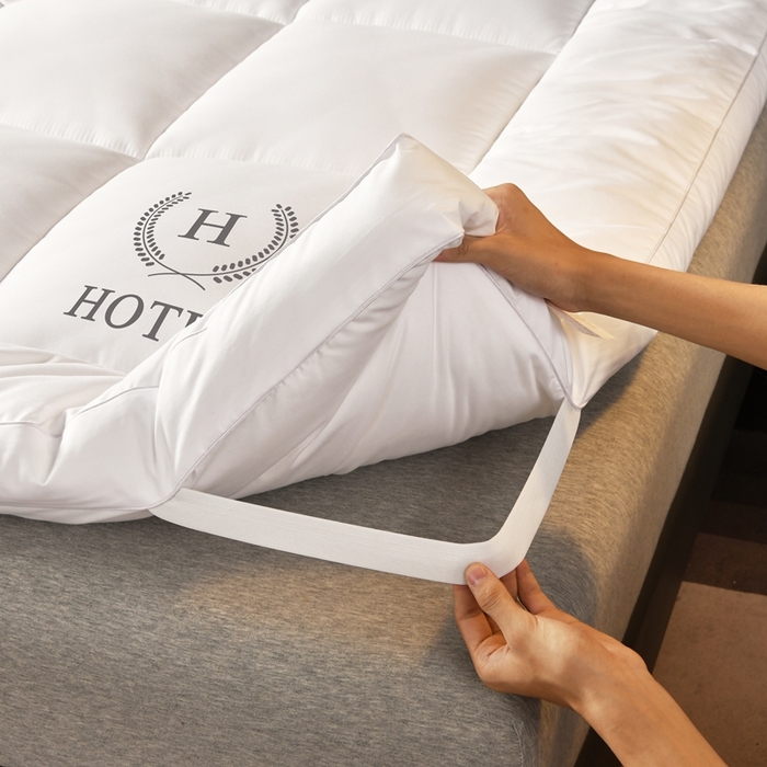 91家纺网 家纺一手货源 找家纺 啊雅家居 2026新款立体斜纹酒店软床垫 白色