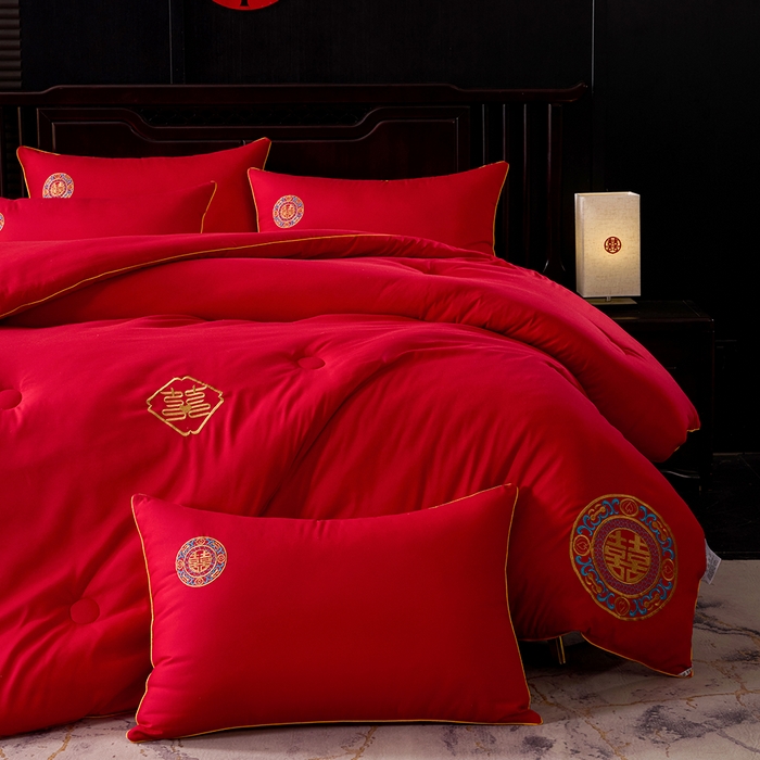 91家纺网 家纺一手货源 找家纺 （总）啊雅家居 2026新款结婚大红套装被芯床垫枕芯大豆棉