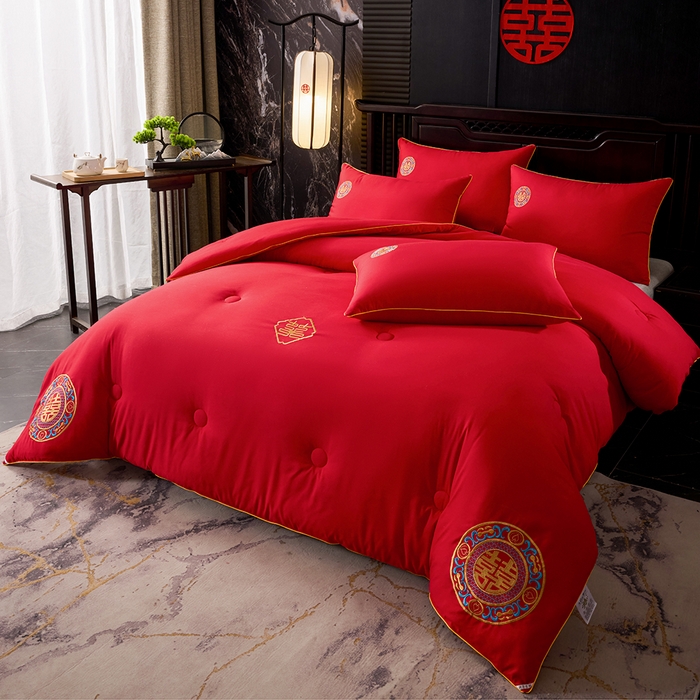 91家纺网 家纺一手货源 找家纺 （总）啊雅家居 2026新款结婚大红套装被芯床垫枕芯大豆棉