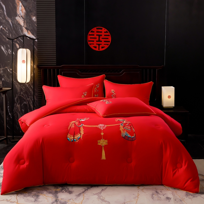 91家纺网 家纺一手货源 找家纺 （总）啊雅家居 2026新款结婚大红套装被芯床垫枕芯大豆棉