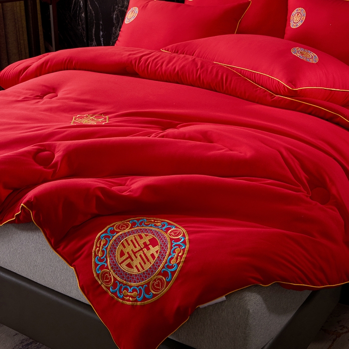 91家纺网 家纺一手货源 找家纺 （总）啊雅家居 2026新款结婚大红套装被芯床垫枕芯大豆棉