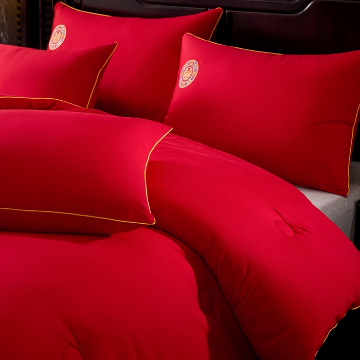 91家纺网 家纺一手货源 找家纺 （总）啊雅家居 2026新款结婚大红套装被芯床垫枕芯大豆棉