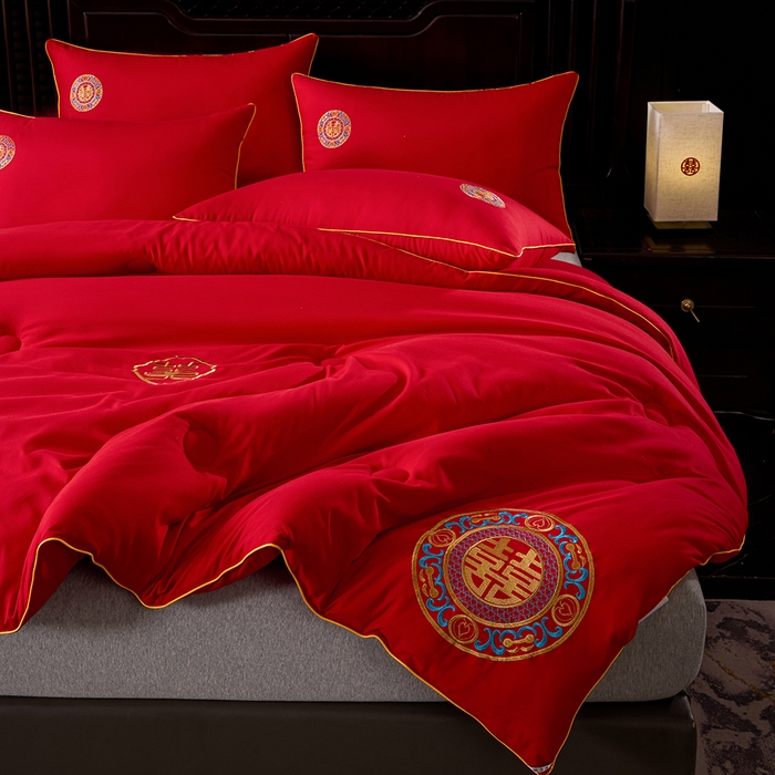 91家纺网 家纺一手货源 找家纺 （总）啊雅家居 2026新款结婚大红套装被芯床垫枕芯大豆棉