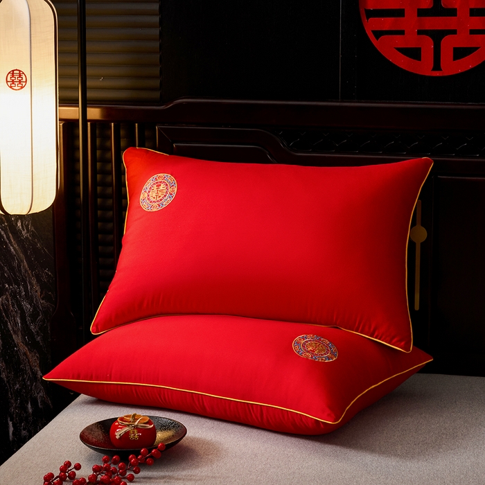 啊雅家居 2026新款结婚大红套装被芯床垫枕芯大豆棉 爱囍枕芯