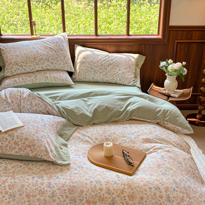 91家纺网 家纺一手货源 找家纺 爱彼家纺 2025四季款亲水洗麻亚麻皱皱纱四件套-纽扣款-提供买家秀 清茉