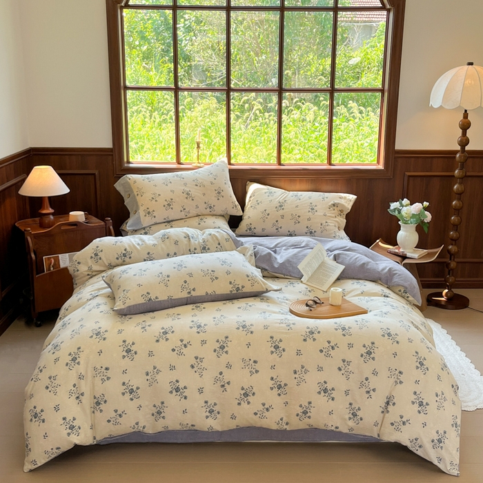 91家纺网 家纺一手货源 找家纺 爱彼家纺 2025四季款亲水洗麻亚麻皱皱纱四件套-纽扣款-提供买家秀 花语兰