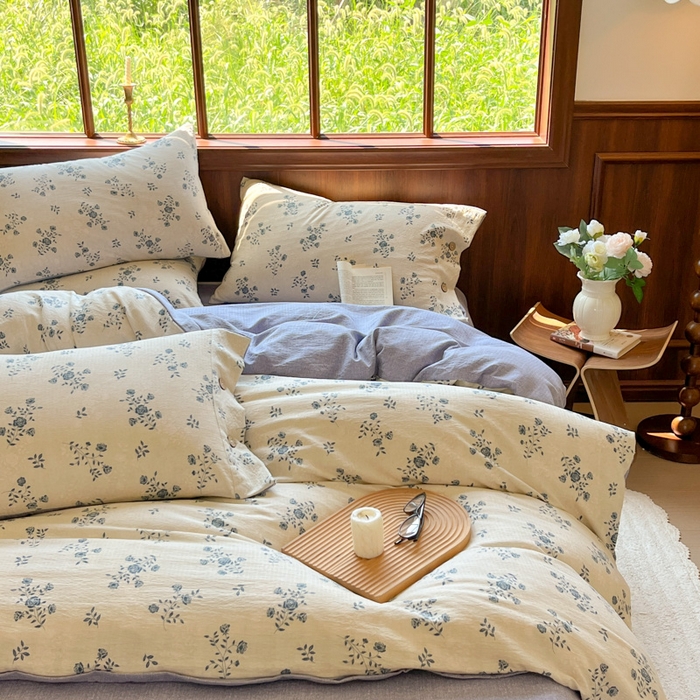 91家纺网 家纺一手货源 找家纺 爱彼家纺 2025四季款亲水洗麻亚麻皱皱纱四件套-纽扣款-提供买家秀 花语兰