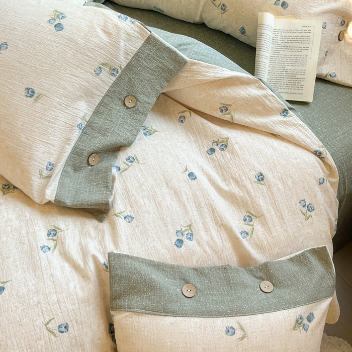 91家纺网 家纺一手货源 找家纺 （总）爱彼家纺 2025四季款亲水洗麻亚麻皱皱纱四件套-纽扣款-提供买家秀