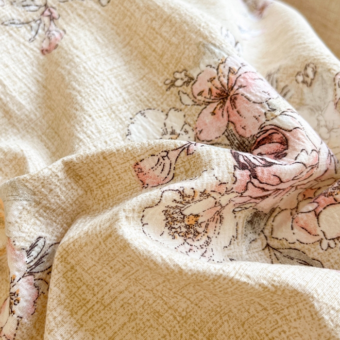 91家纺网 家纺一手货源 找家纺 爱彼家纺 2025四季款亲水洗麻亚麻皱皱纱四件套-纽扣款-提供买家秀 镜花水月