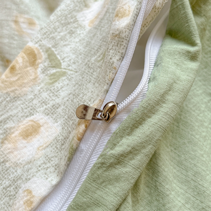 91家纺网 家纺一手货源 找家纺 爱彼家纺 2025四季款亲水洗麻亚麻皱皱纱四件套-纽扣款-提供买家秀 黄花似锦