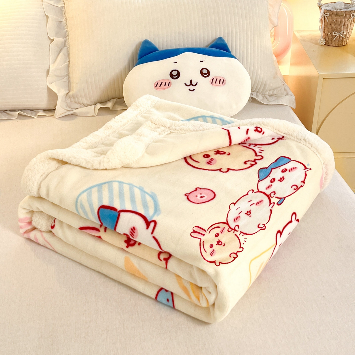 91家纺网 家纺一手货源 找家纺 （总）博雅 2025新款吉伊卡哇正版授权高克重牛奶绒羊羔绒毛毯-开心吉伊卡哇