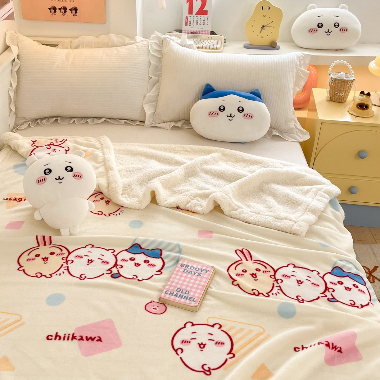 91家纺网 家纺一手货源 找家纺 （总）博雅 2025新款吉伊卡哇正版授权高克重牛奶绒羊羔绒毛毯-开心吉伊卡哇