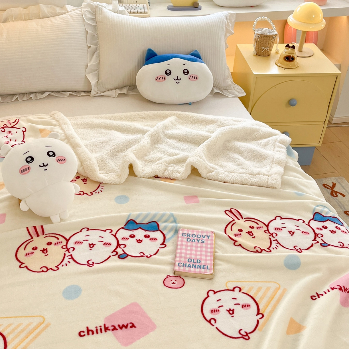 91家纺网 家纺一手货源 找家纺 （总）博雅 2025新款吉伊卡哇正版授权高克重牛奶绒羊羔绒毛毯-开心吉伊卡哇