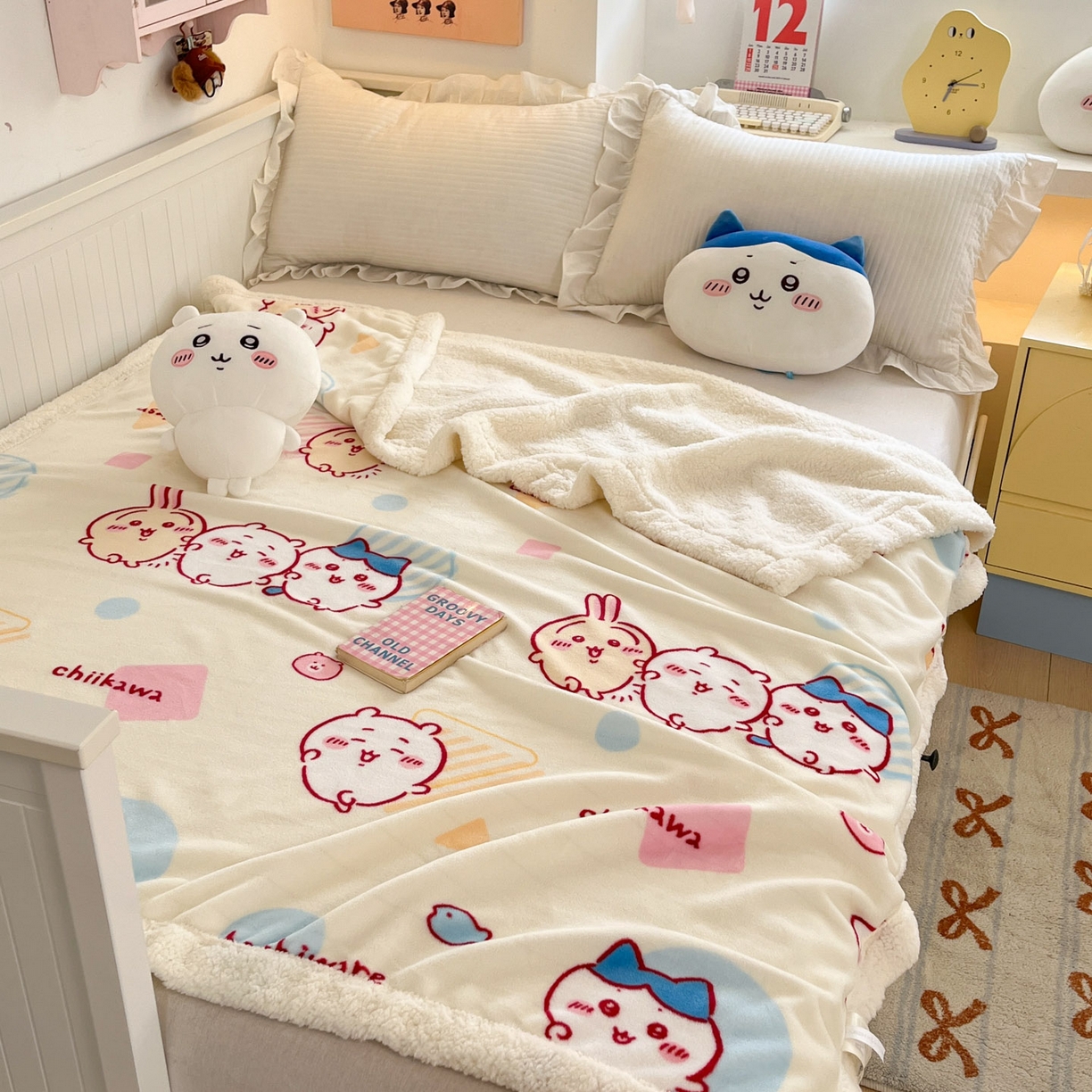 91家纺网 家纺一手货源 找家纺 （总）博雅 2025新款吉伊卡哇正版授权高克重牛奶绒羊羔绒毛毯-开心吉伊卡哇