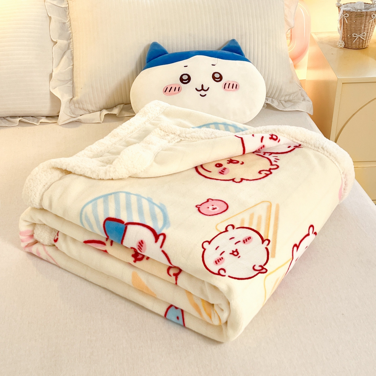 91家纺网 家纺一手货源 找家纺 （总）博雅 2025新款吉伊卡哇正版授权高克重牛奶绒羊羔绒毛毯-开心吉伊卡哇