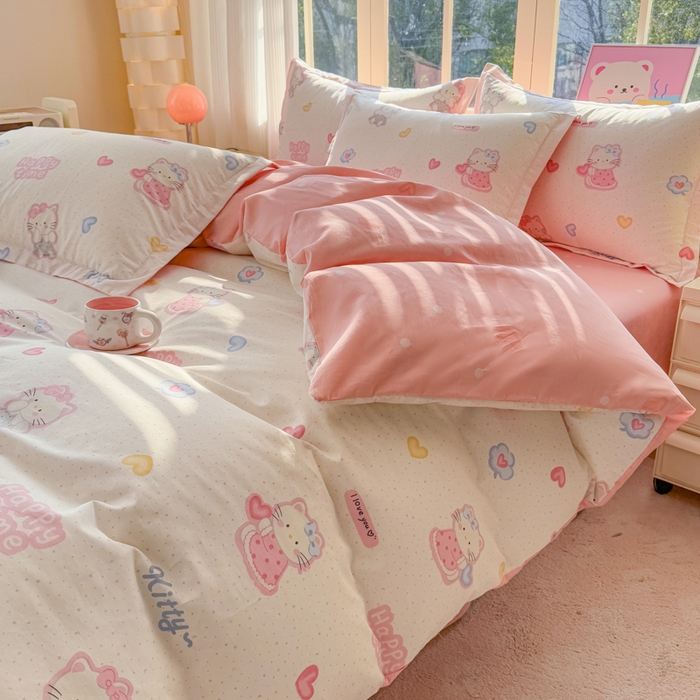 91家纺网 家纺一手货源 找家纺 禧安居 2025新款高支高密活性印染全棉印花四件套全棉四件套三件套被套（支持定制尺寸）凯蒂乐园