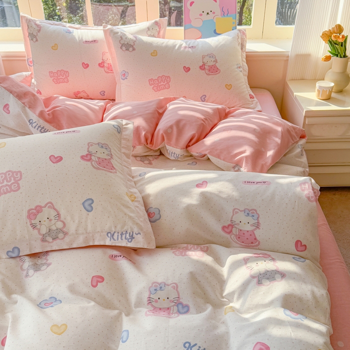 91家纺网 家纺一手货源 找家纺 禧安居 2025新款高支高密活性印染全棉印花四件套全棉四件套三件套被套（支持定制尺寸）凯蒂乐园