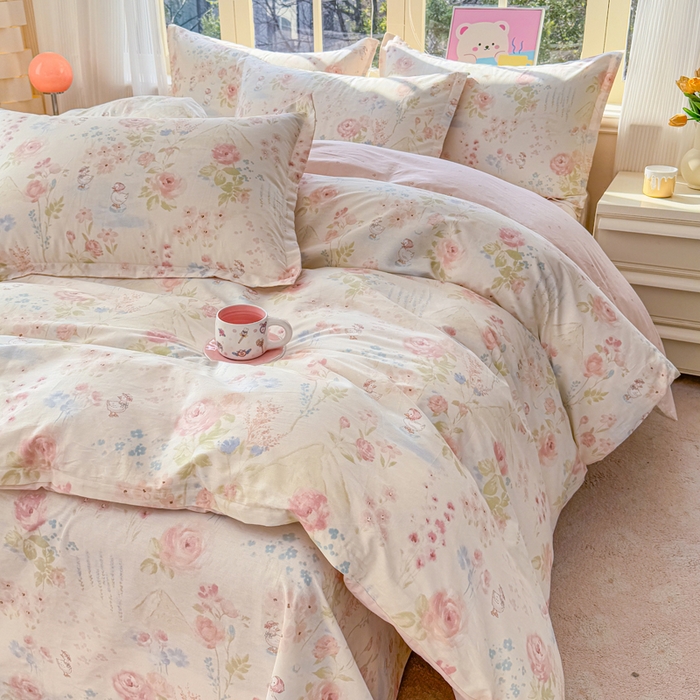 91家纺网 家纺一手货源 找家纺 禧安居 2025新款高支高密活性印染全棉印花四件套全棉四件套三件套被套（支持定制尺寸）山茶漫记