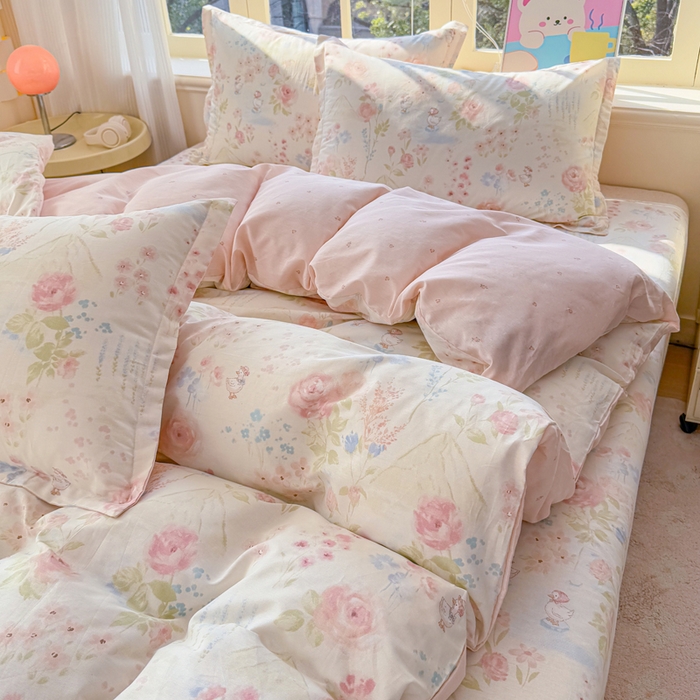 91家纺网 家纺一手货源 找家纺 禧安居 2025新款高支高密活性印染全棉印花四件套全棉四件套三件套被套（支持定制尺寸）山茶漫记